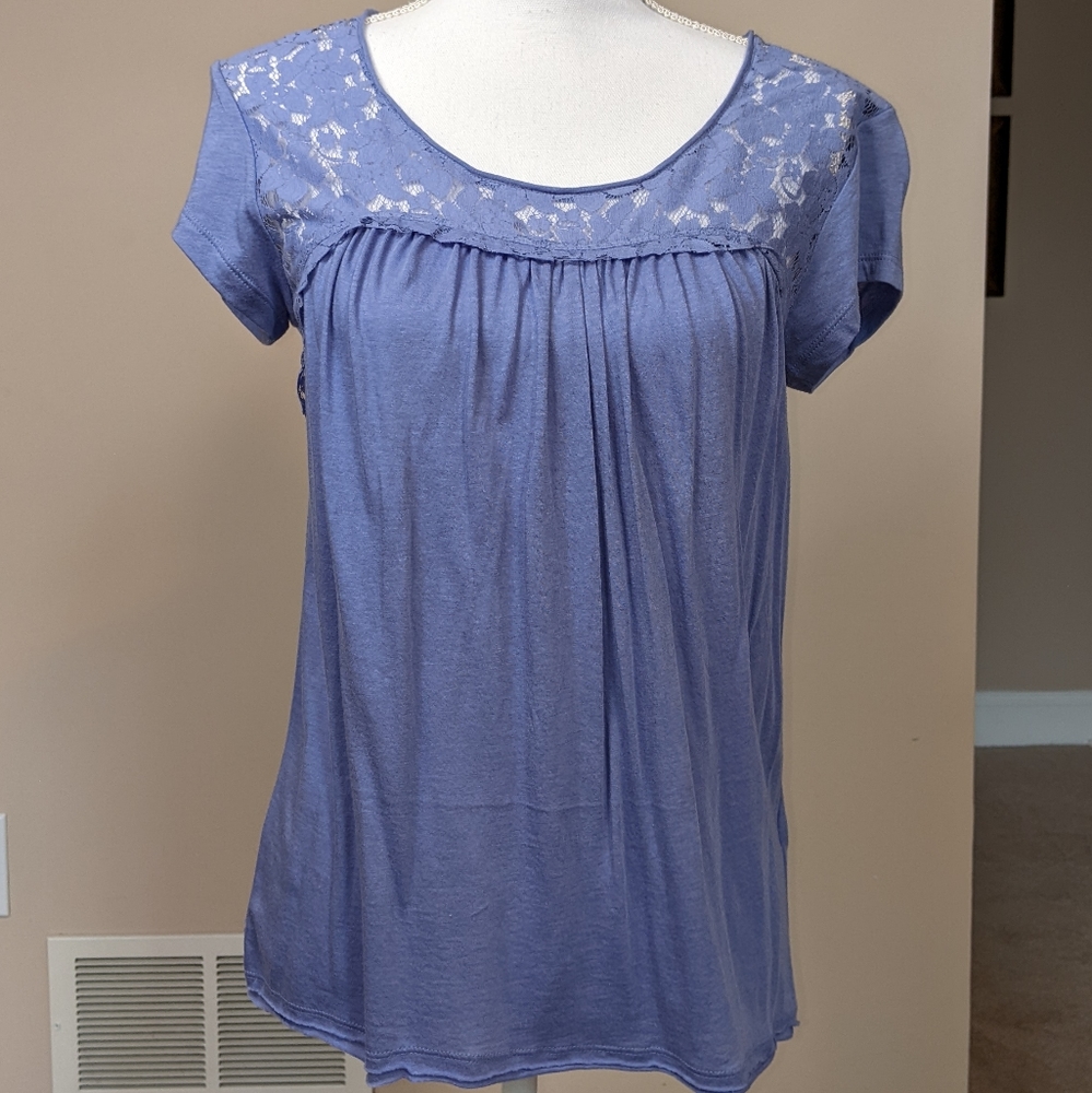 The Limited Blue Top w/ Lace Detail MEDIUM